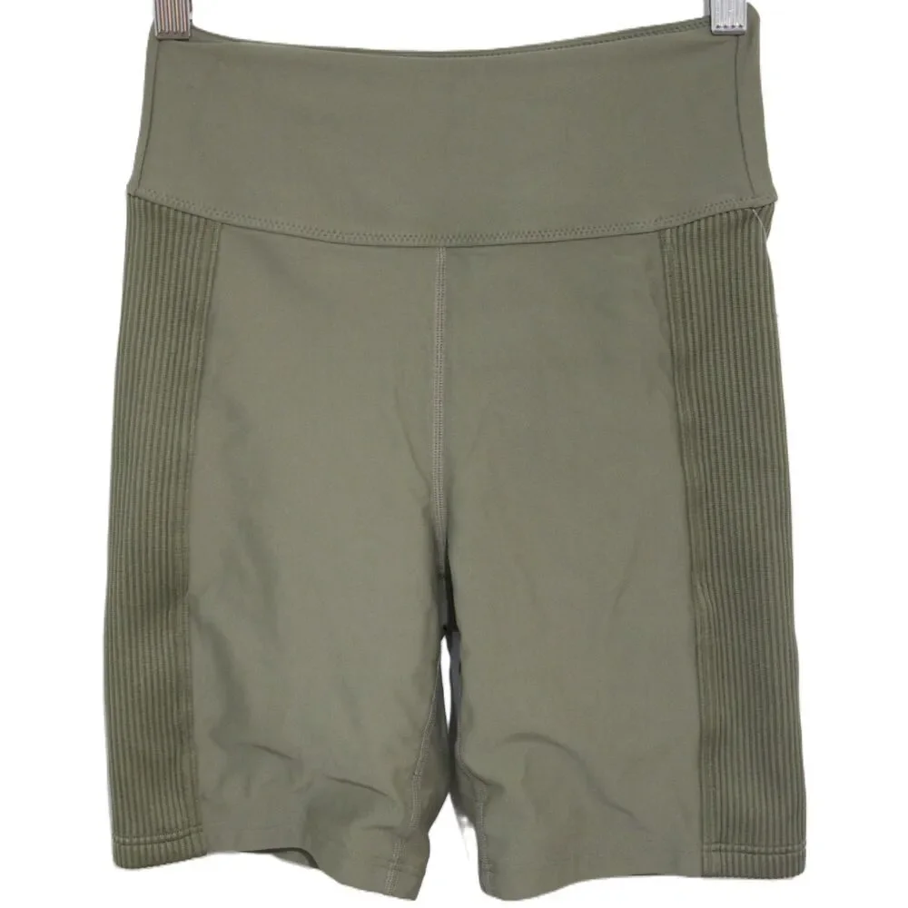 Womens Abercrombie & Fitch Green Ribbed Contour Athletic Bike Shorts Size Small